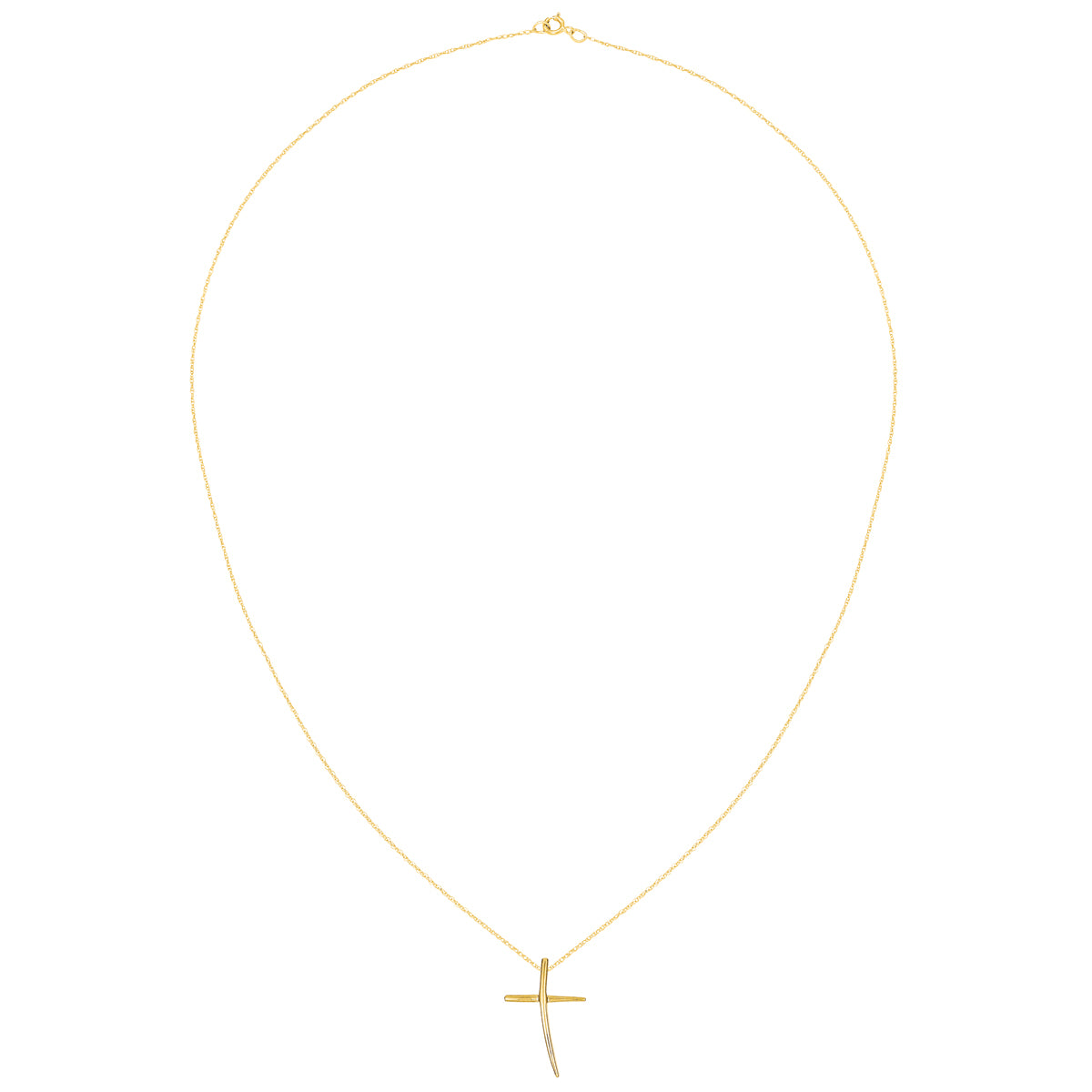 14 Karat Yellow Gold Polished Cross Pendant with 18-inch Chain R49814