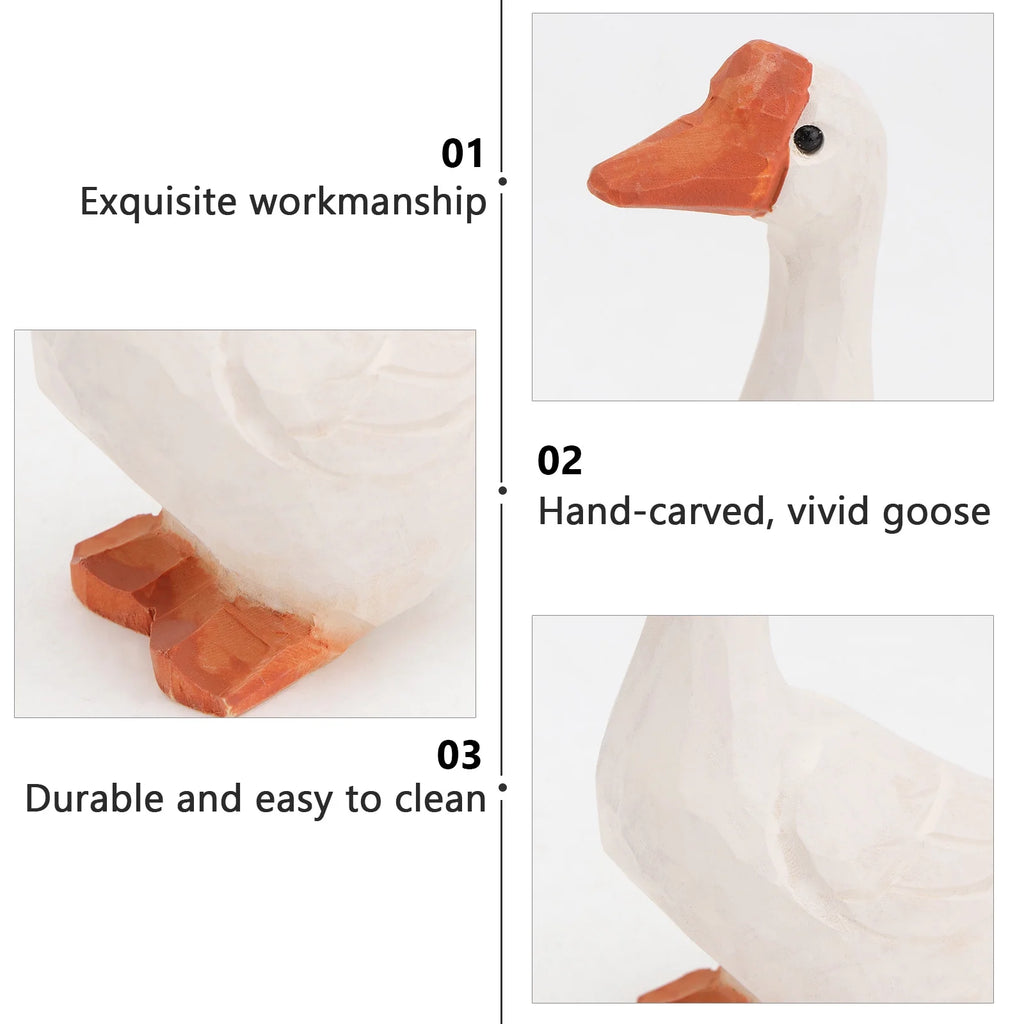 White 11x6cm Wooden Goose Ornaments P80564