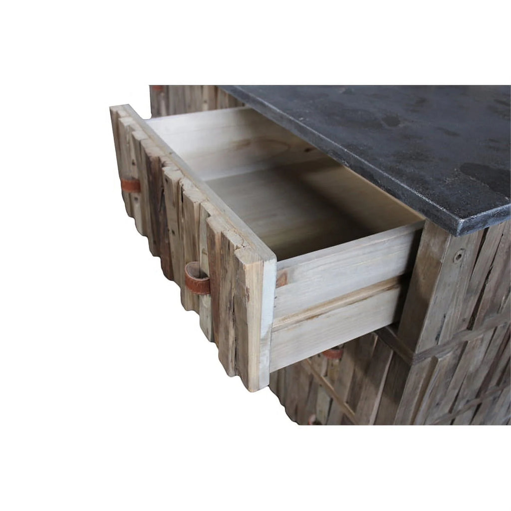 6 Drawer Solid Wood Buffet with Soapstone Top Y9052