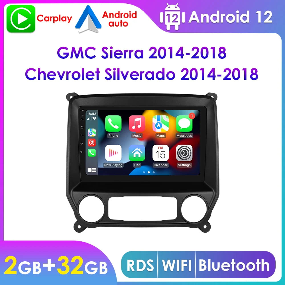 10.1 Touch Screen Android 12 Carplay 32GB Bluetooth GPS Car Stereo Radio D8318