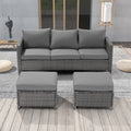 3-Piece Patio Sofa Set Rattan Outdoor Furniture Gray Z83340