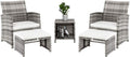 5 Pcs Wicker Rattan Cushioned Patio Sofa Set with Ottoman & Table I6587