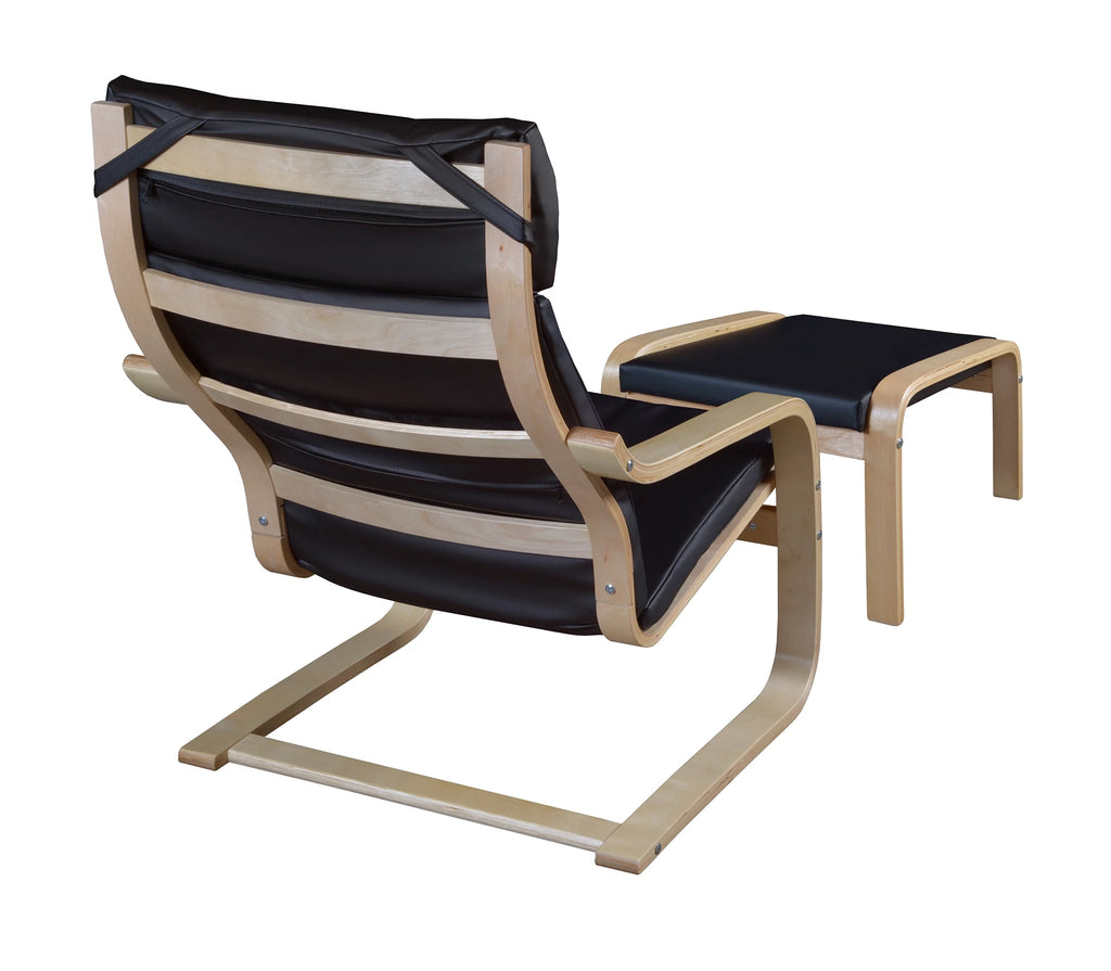 Bentwood Reclining Lounge Chair Ottoman N171385