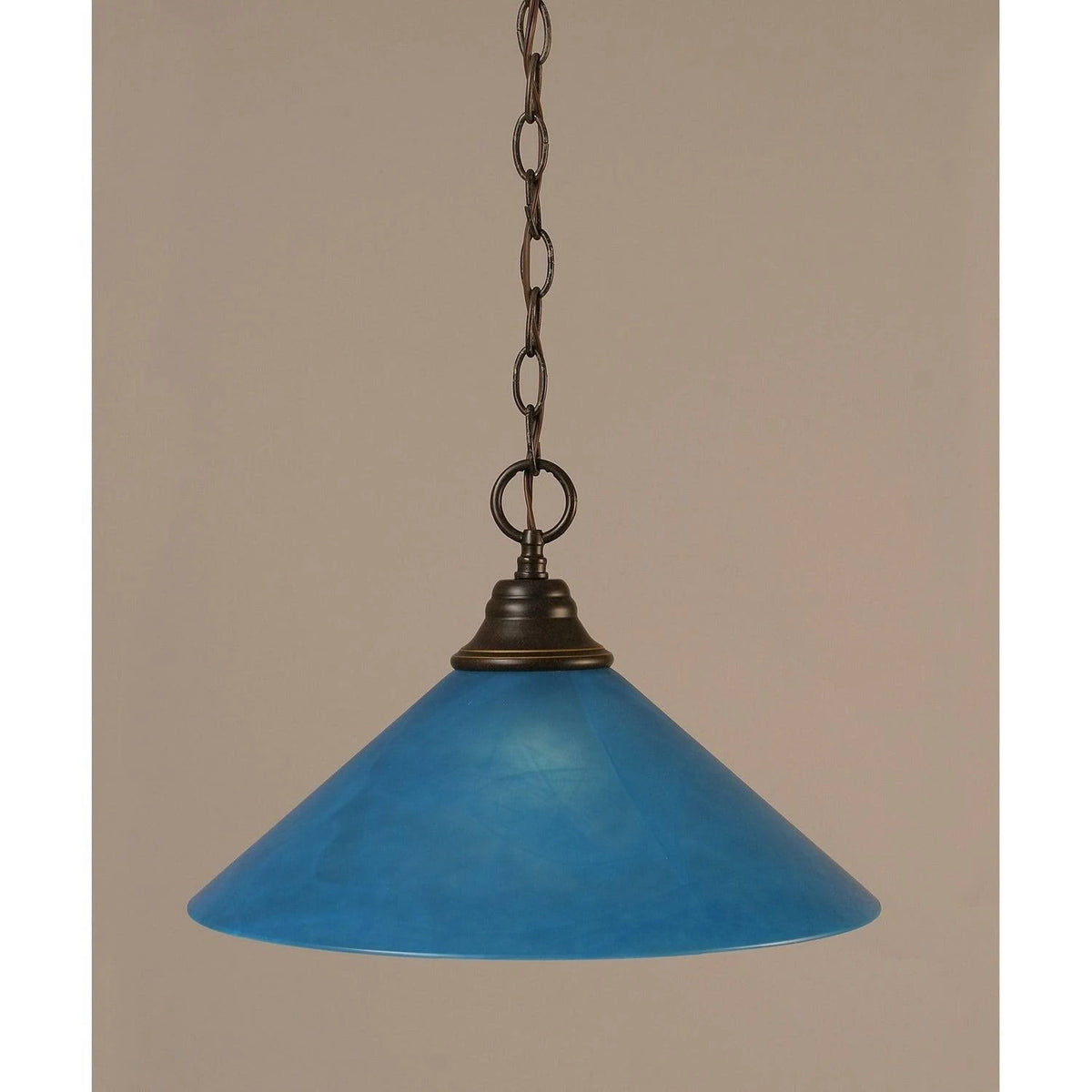 One Light Chain Pendant Dark Granite Raspberry Crystal Glass S7056