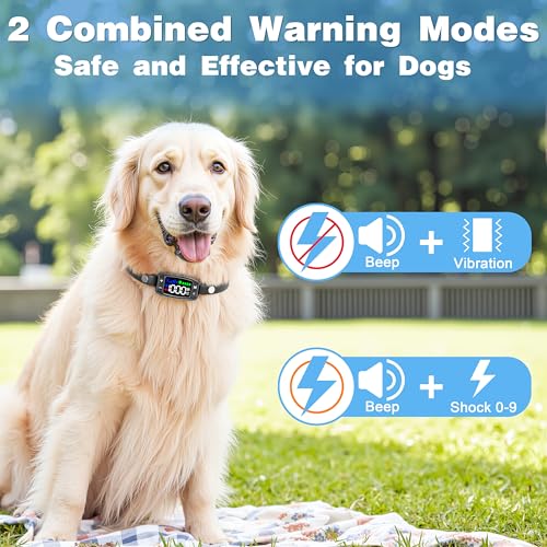 Wireless Dog Fence System, Rechargeable IPX6 Waterproof Collar, 33Yd-1000Yd Range C5773
