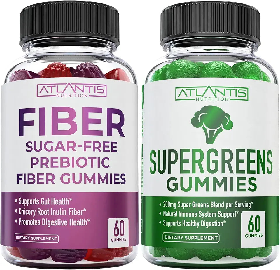 Sugar Free Prebiotic Fiber Gummies + Supergreens 60 Gummies L61633