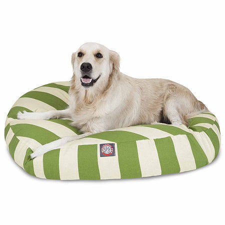 Sage Vertical Stripe Medium Round Pet Bed Y2056