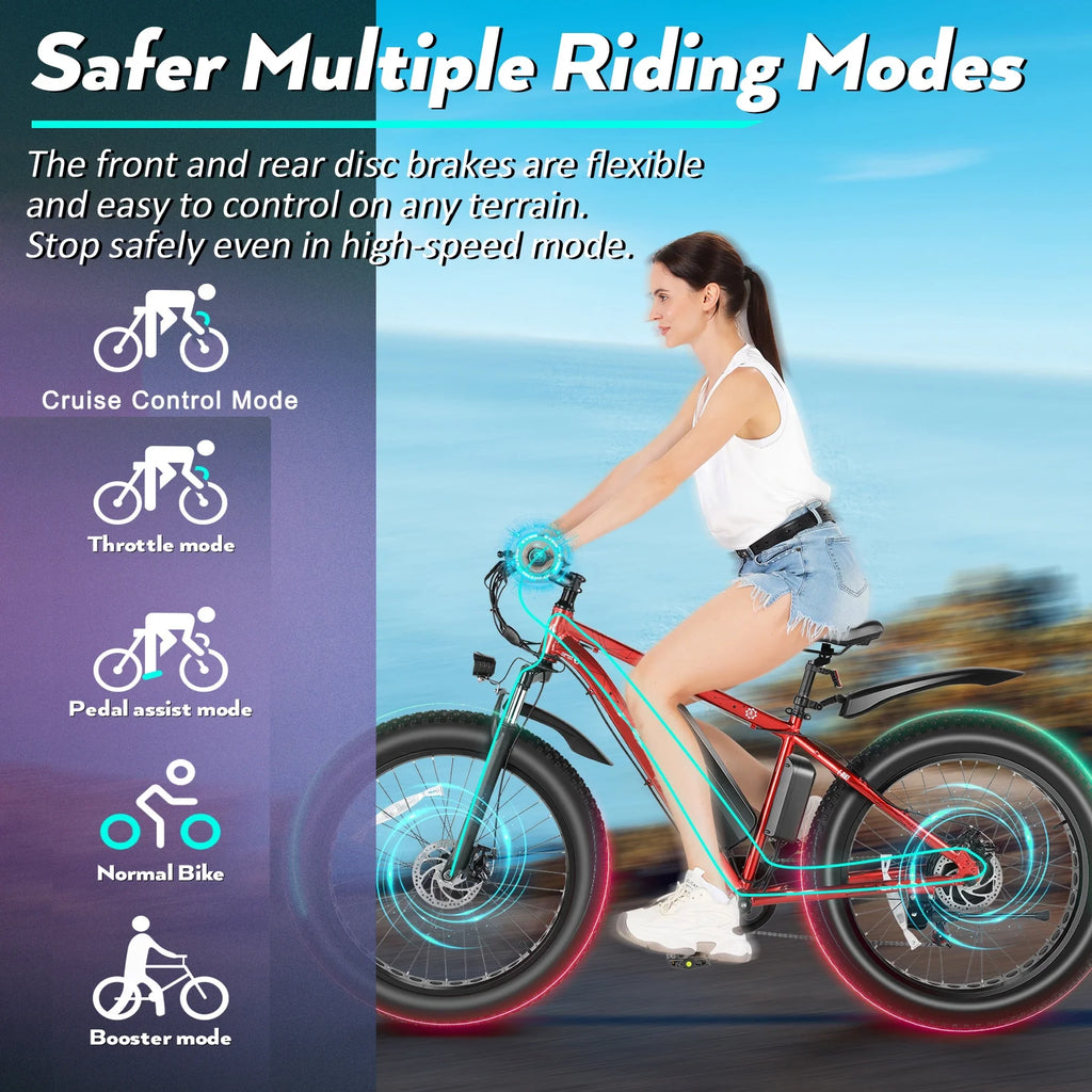 500W 26" Fat Tire Electric Mountain Bike Q587461