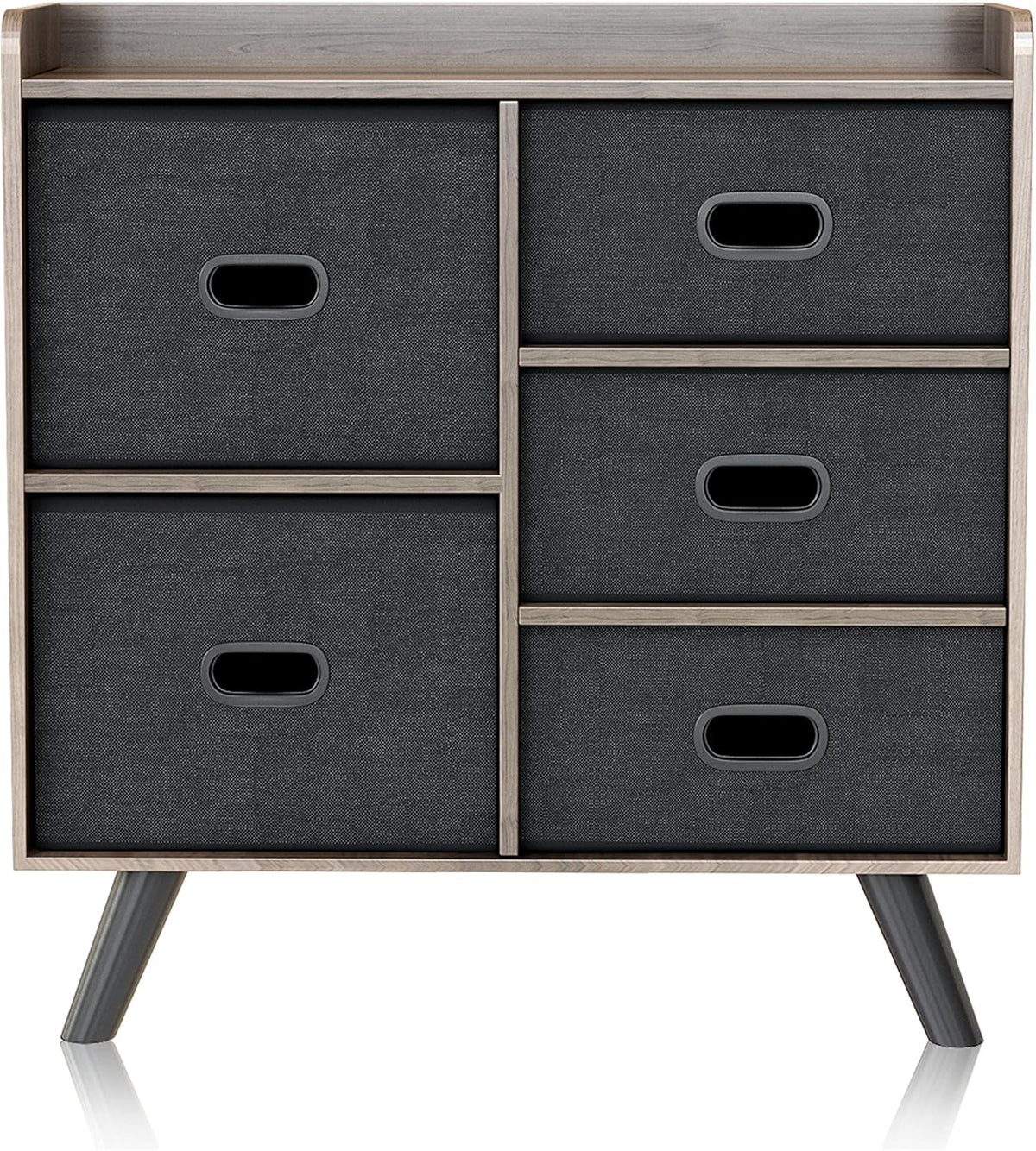 5 Drawers Wood Frame Storage Dresser with Removable Fabric Drawers Q723413