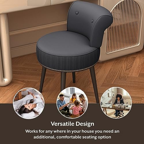 Grey Velvet Vanity Stool Chair with Back V3397