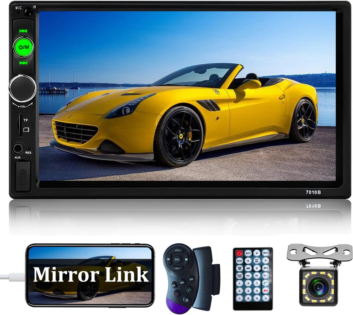 7 Inch Touchscreen Double Din Car Stereo with Bluetooth and Backup Camera U8994