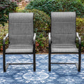 Black&Gray Outdoor Patio Dining Chairs with Padded Seat and Back L751119