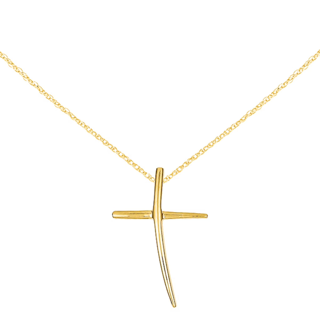 14 Karat Yellow Gold Polished Cross Pendant with 18-inch Chain R49814