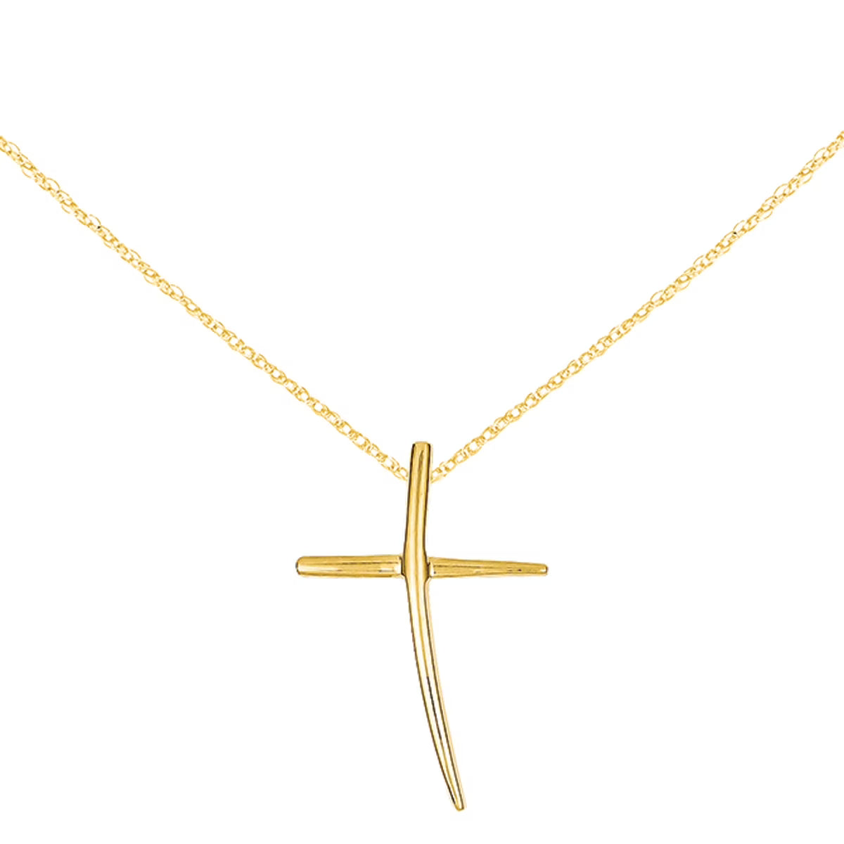 14 Karat Yellow Gold Polished Cross Pendant with 18-inch Chain R49814