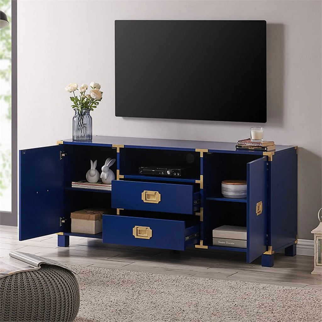 52" TV Stand in Navy and Brass C116