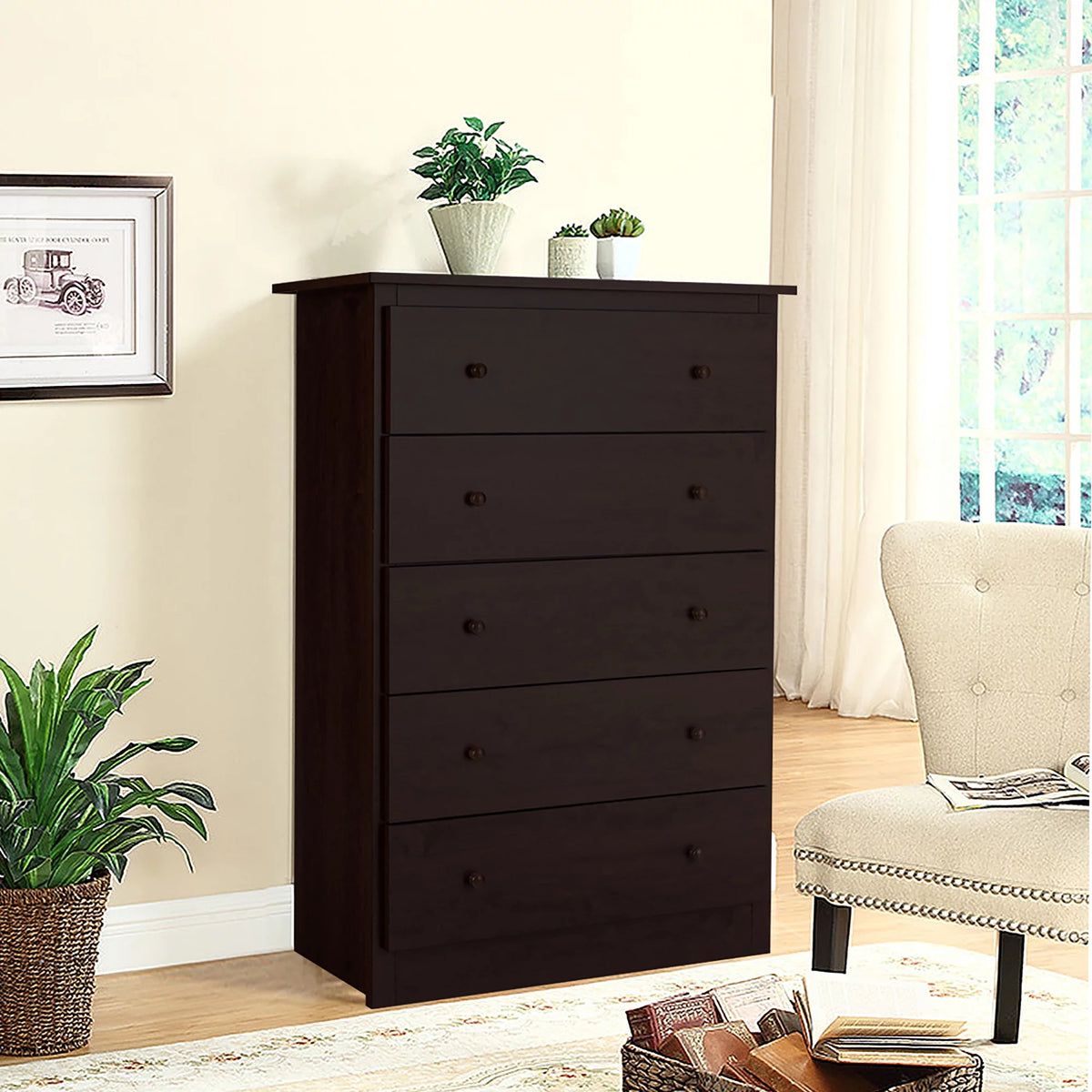 5 Drawer Espresso Dresser U7241