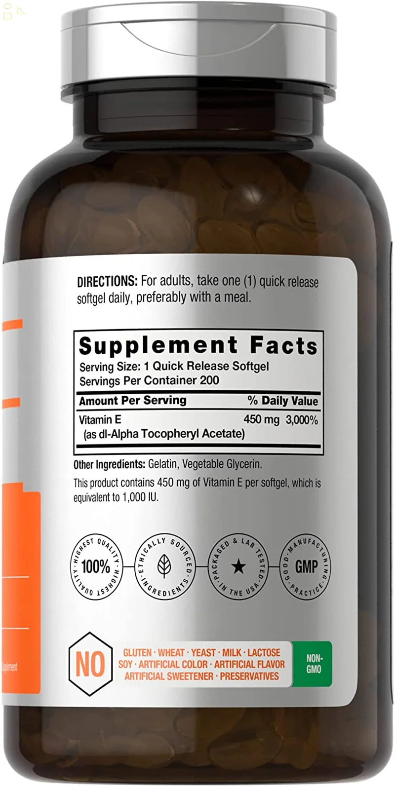 Vitamin E 1000 IU Softgel Capsules 200 Count A910762