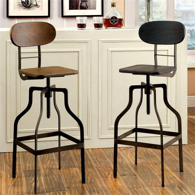 Dark Brown Adjustable Swivel Bar Stool U91478