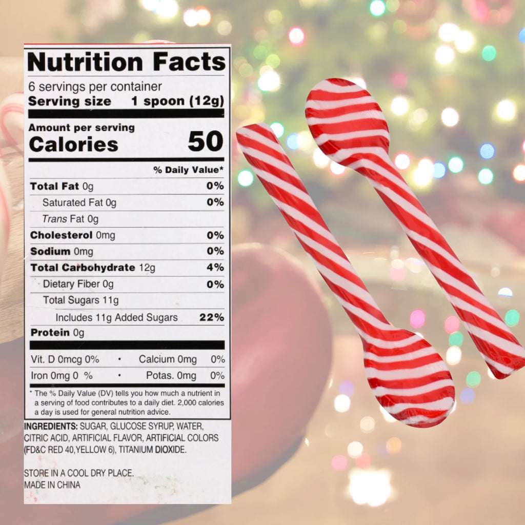 48ct Peppermint Hard Candy Spoons with Storage Carrier D879