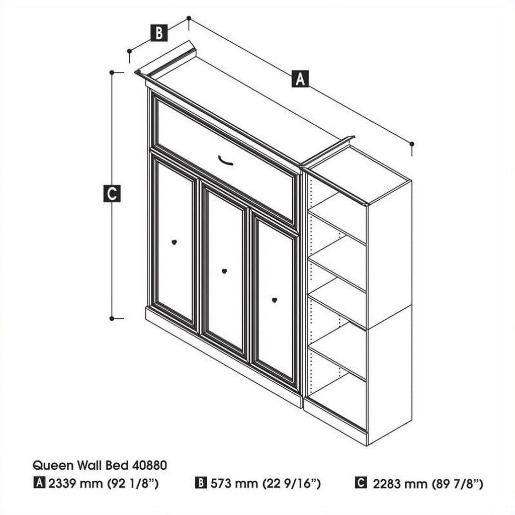 White Queen Murphy Bed with Closet Organizer Y8793
