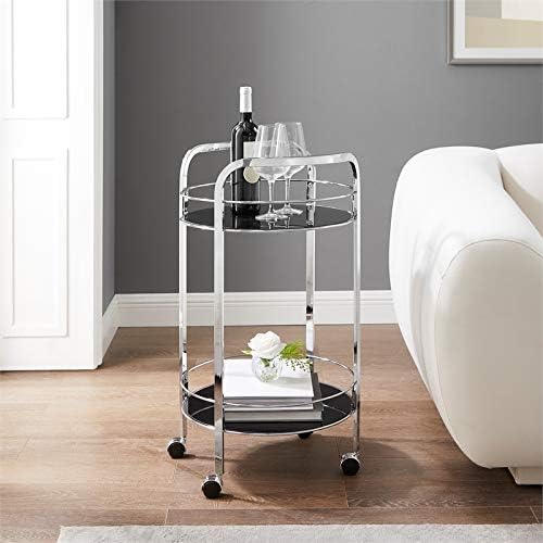 Chrome Metal and Glass Bar Cart U604