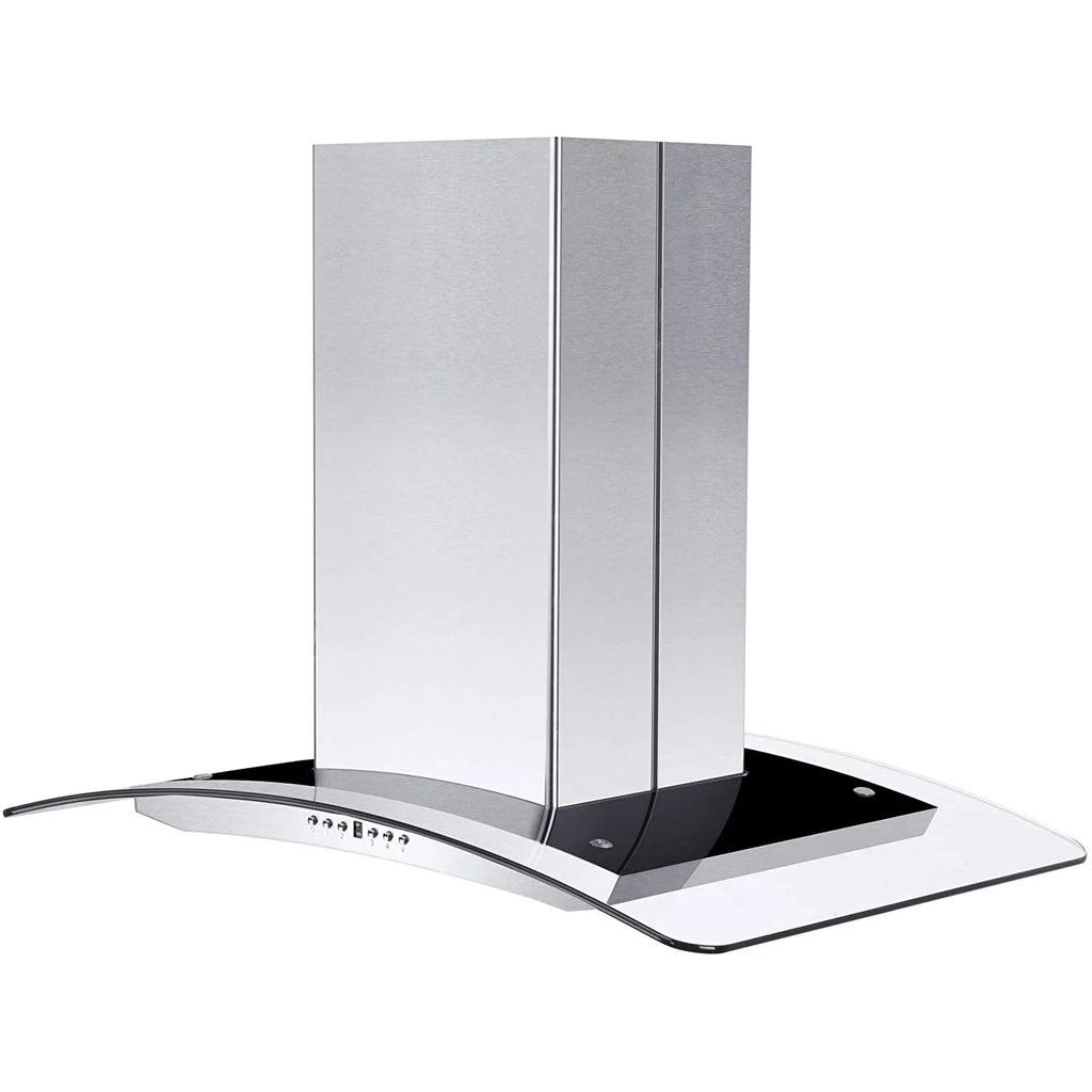 36" Island Ceiling Mount Range Hood Stainless Steel Glass I556
