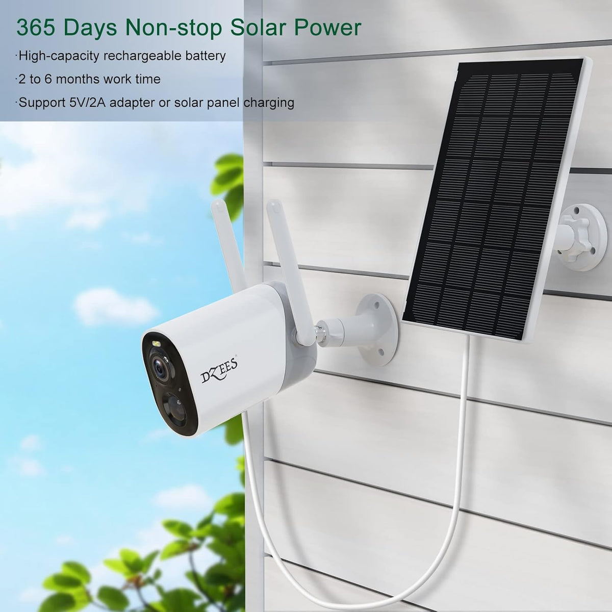 Solar Security Camera Wireless Outdoor with Siren and Spotlight V84052