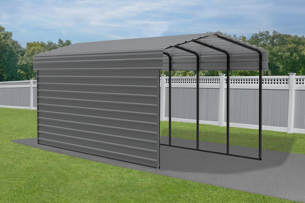 Galvanized Steel Carport Kit, 10' x 24' x 9', Charcoal R679729