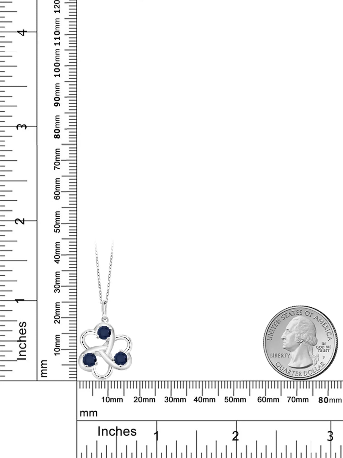 925 Sterling Silver Blue Sapphire Pendant With Chain Z222