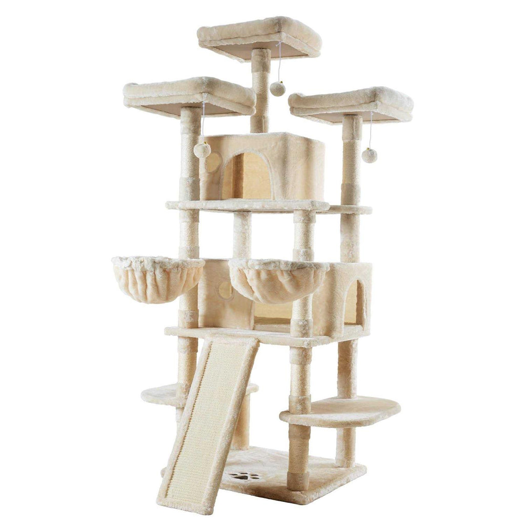68 Inches Multi-Level Cat Tree with Cat Condo Plush Perches Sisal Scratching V125093
