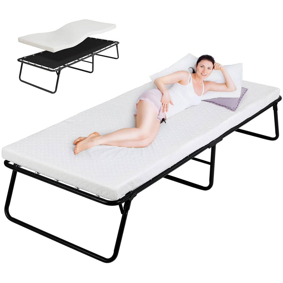 Folding Bed with Memory Foam Mattress V502