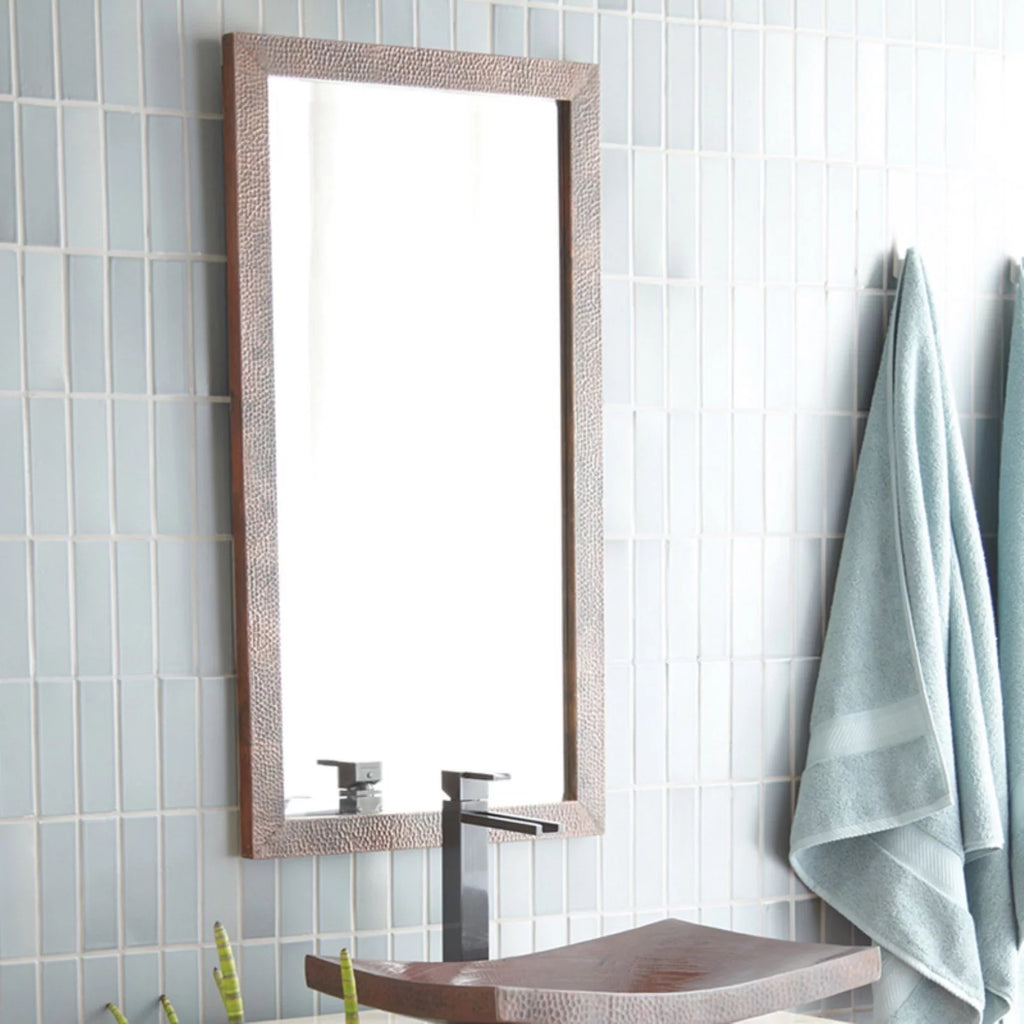Hand Hammered Copper Small Rectangle Mirror P821547