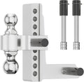 Adjustable Trailer Hitch Ball Mount, 2.5-Inch Receiver, 8-Inch Drop, 8-Inch Rise, Dual Towing Balls with Double Pin Key Locks H10246
