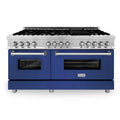 60 In. Dual Fuel Range with Stainless Steel and Blue Gloss Door S1088