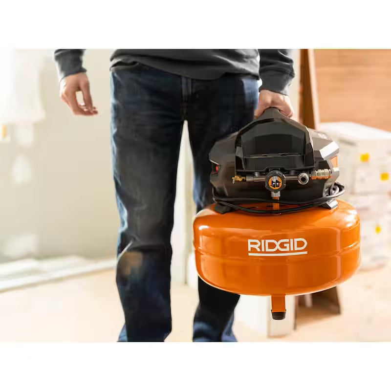 6 Gal. Portable Electric Pancake Air Compressor with Nailer & Stapler F24091