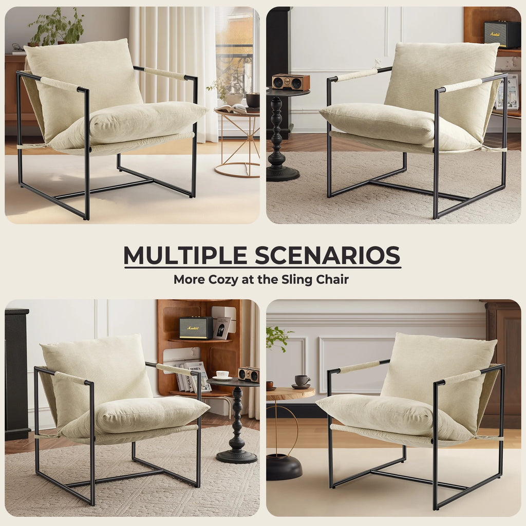 Wheat Yellow Oversized Sling Accent Chair I46954