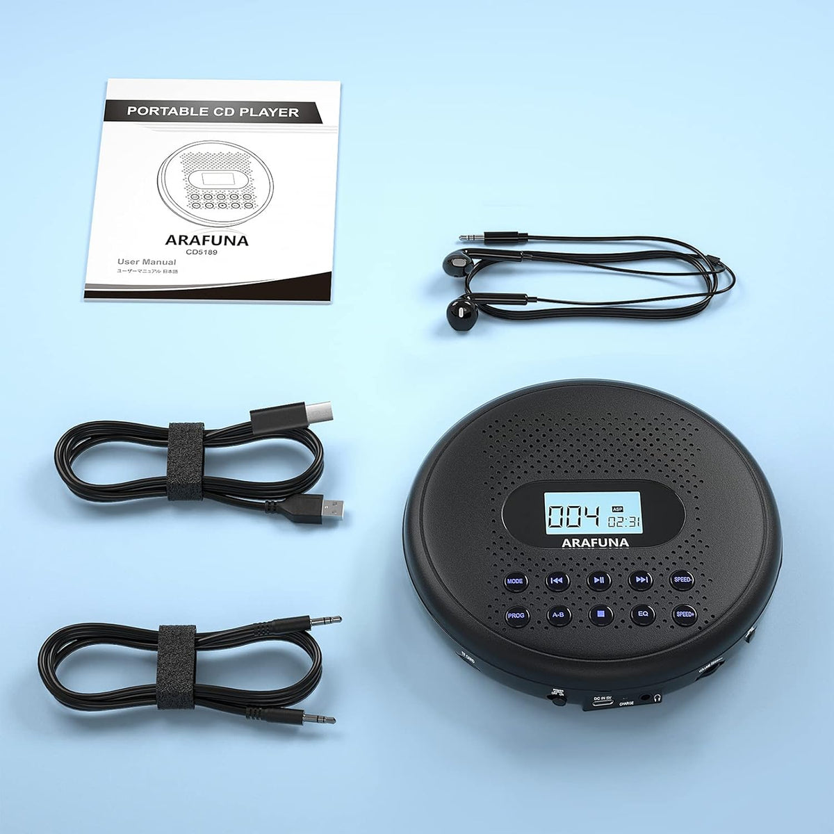 Portable CD Player with Dual Stereo Speakers and Anti-Skip Protection A311