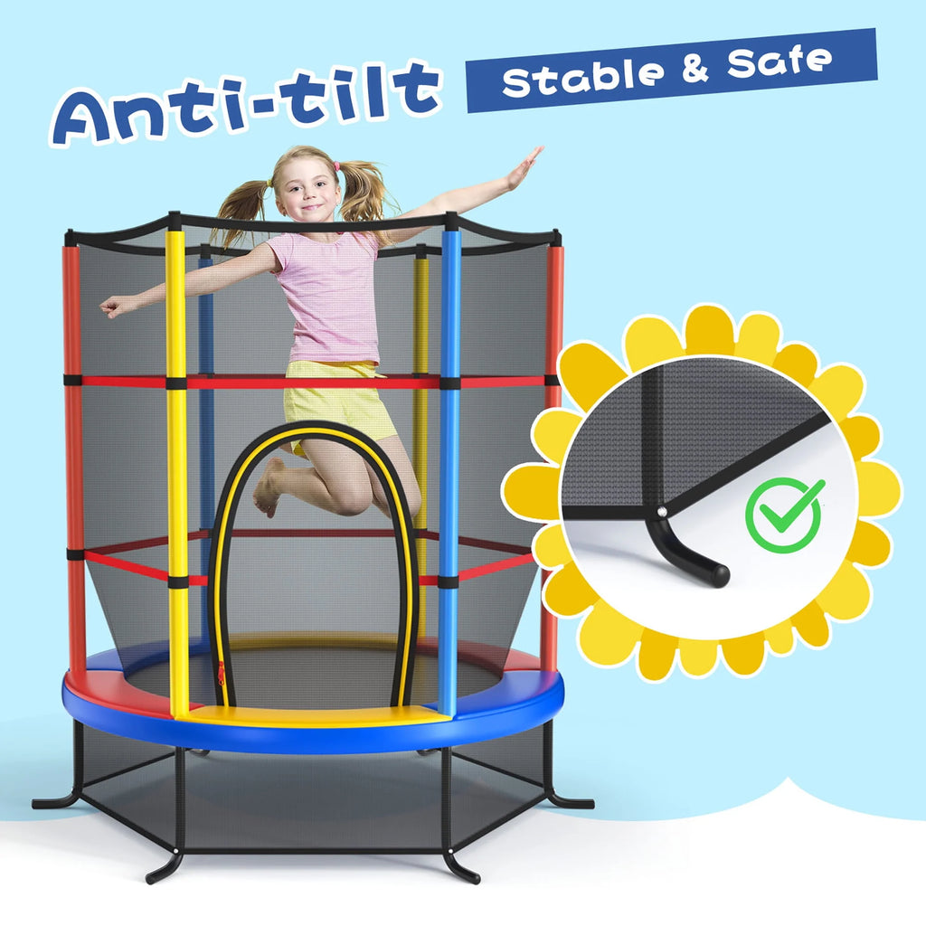 55'' Kids Trampoline with Enclosure Net E300