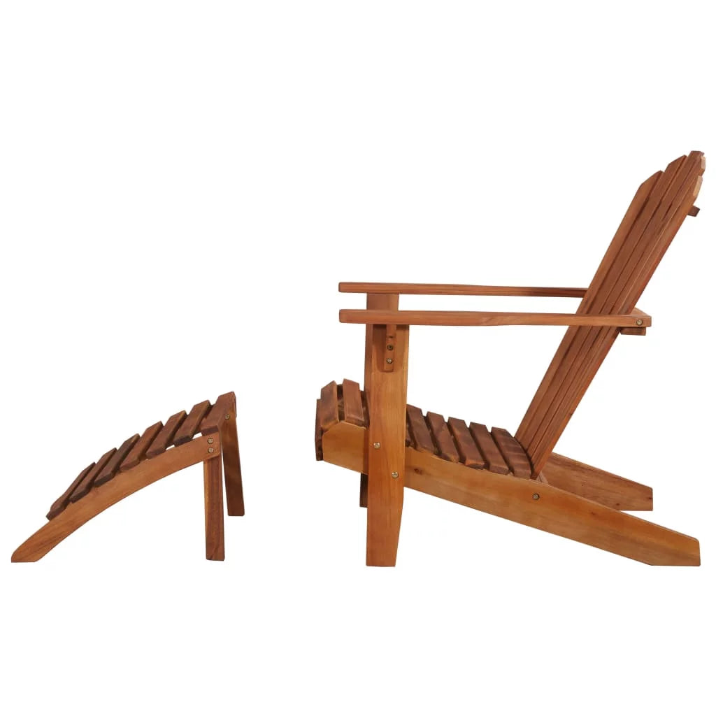 Brown Acacia Wood Adirondack Chair with Footrest N54839