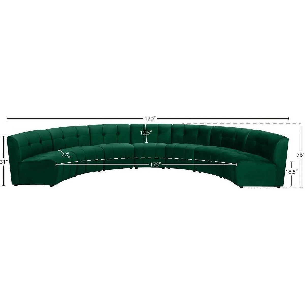 Green Velvet Tufted 7 Piece Sectional Sofa N94655