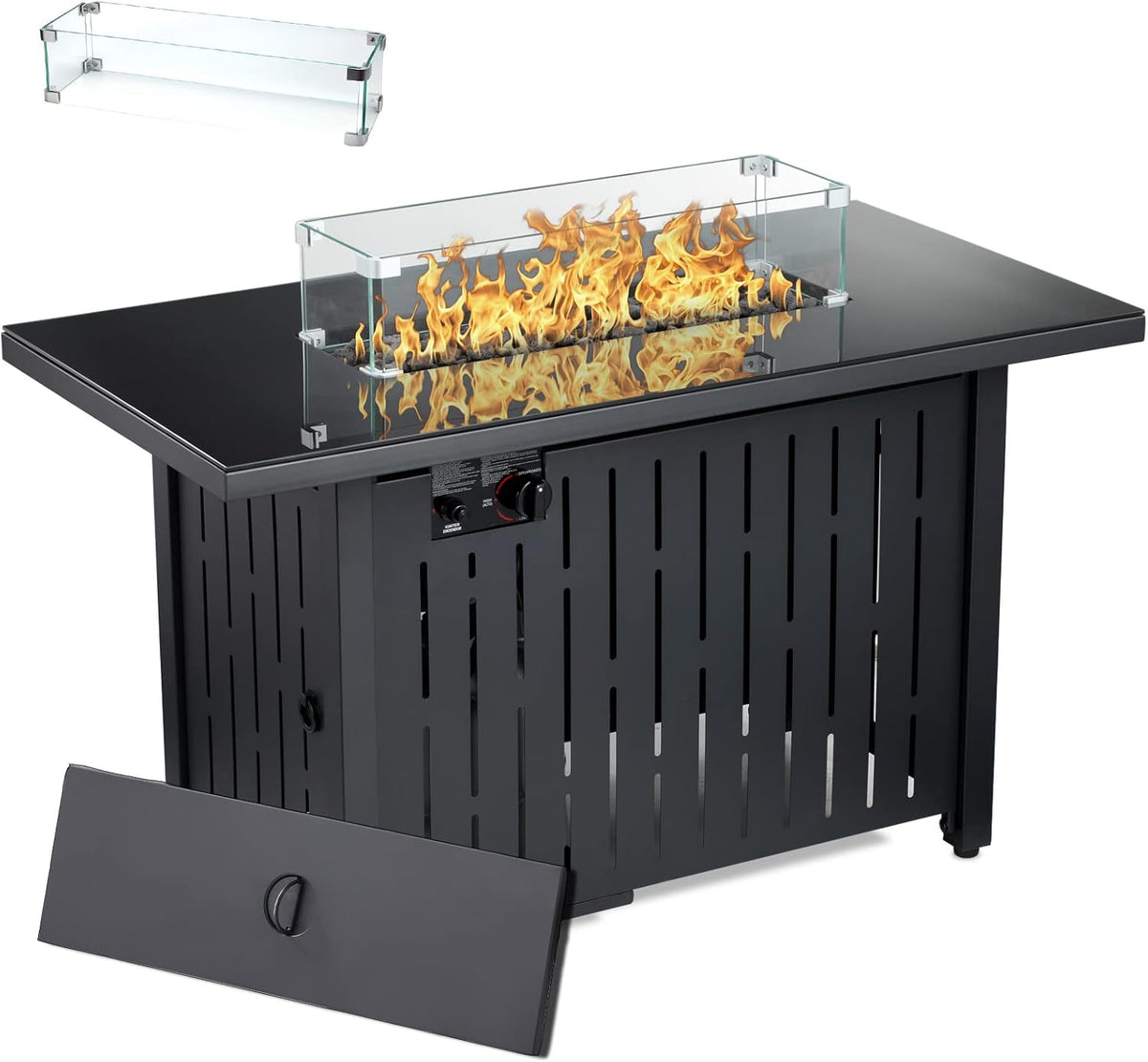 28 in 50,000 BTU Propane Gas Fire Pit Table with Volcanic Rock W5347