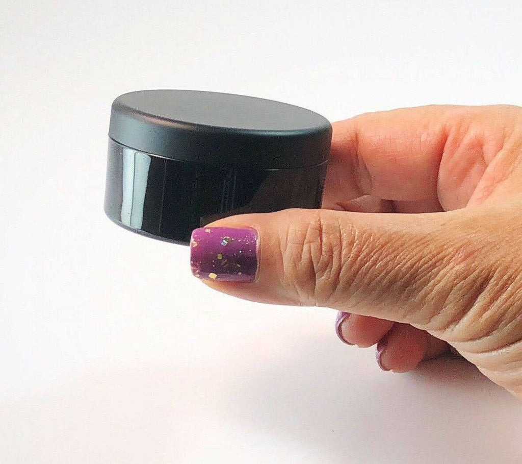 Cosmetic Jars 30 Gram Plastic Containers Matte Black Lids O729