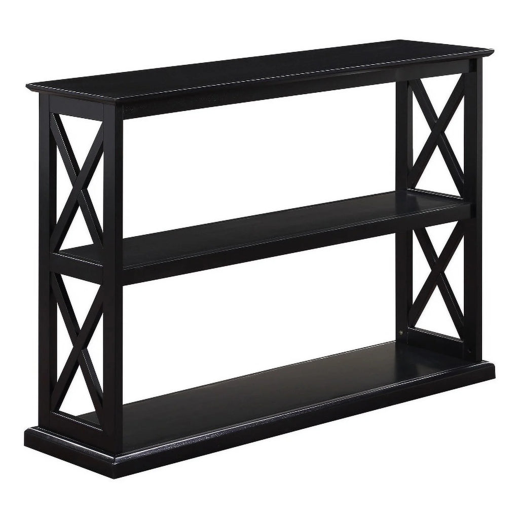 Black Wood Console Table with Shelves F342552