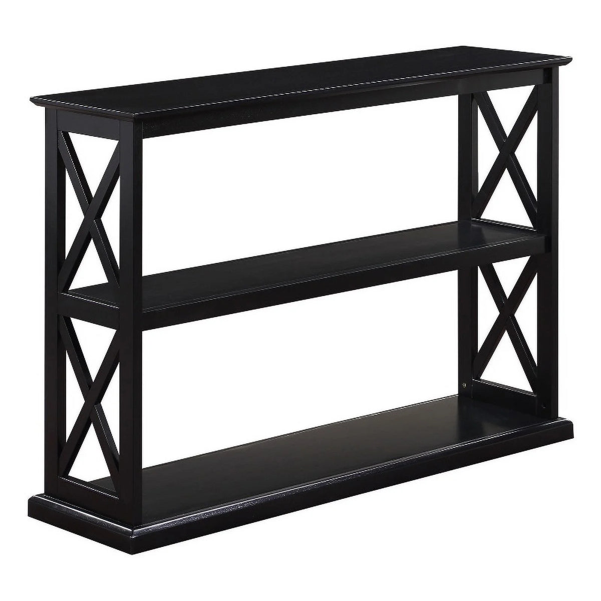 Black Wood Console Table with Shelves F342552