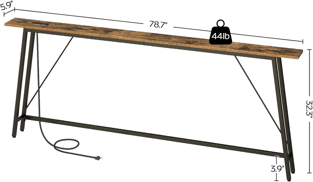 78.7" Console Table and 5.9" Skinny Console Table with Power Outlets Bundle R124042