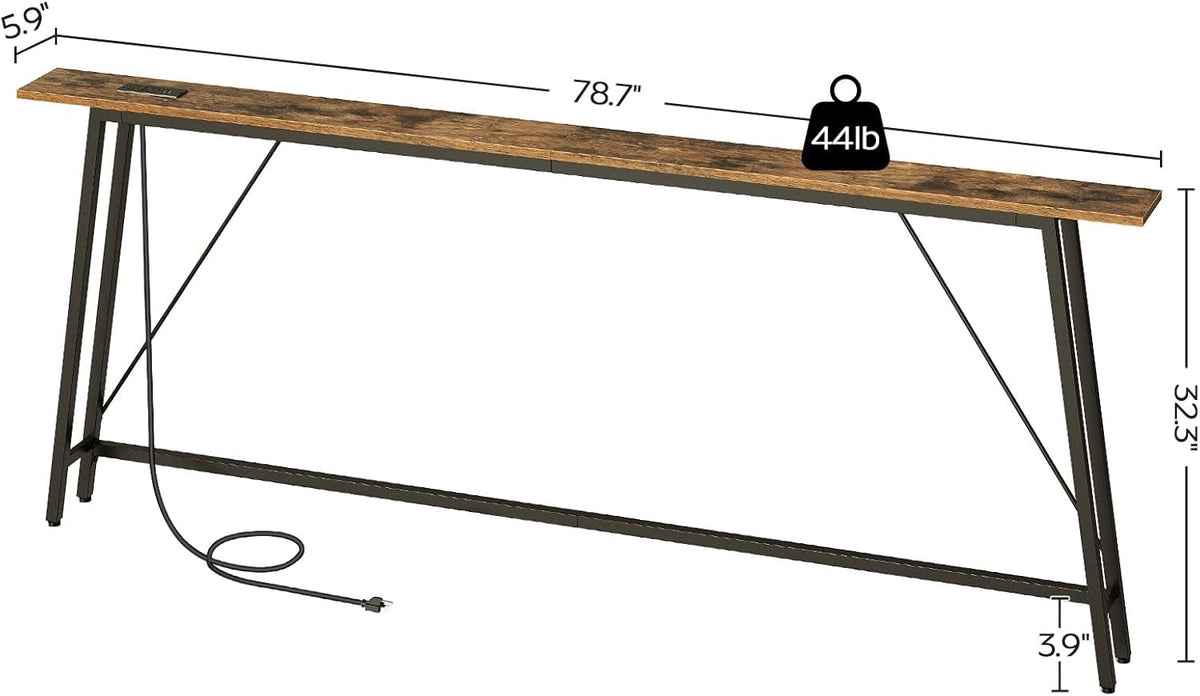 78.7" Console Table and 5.9" Skinny Console Table with Power Outlets Bundle R124042