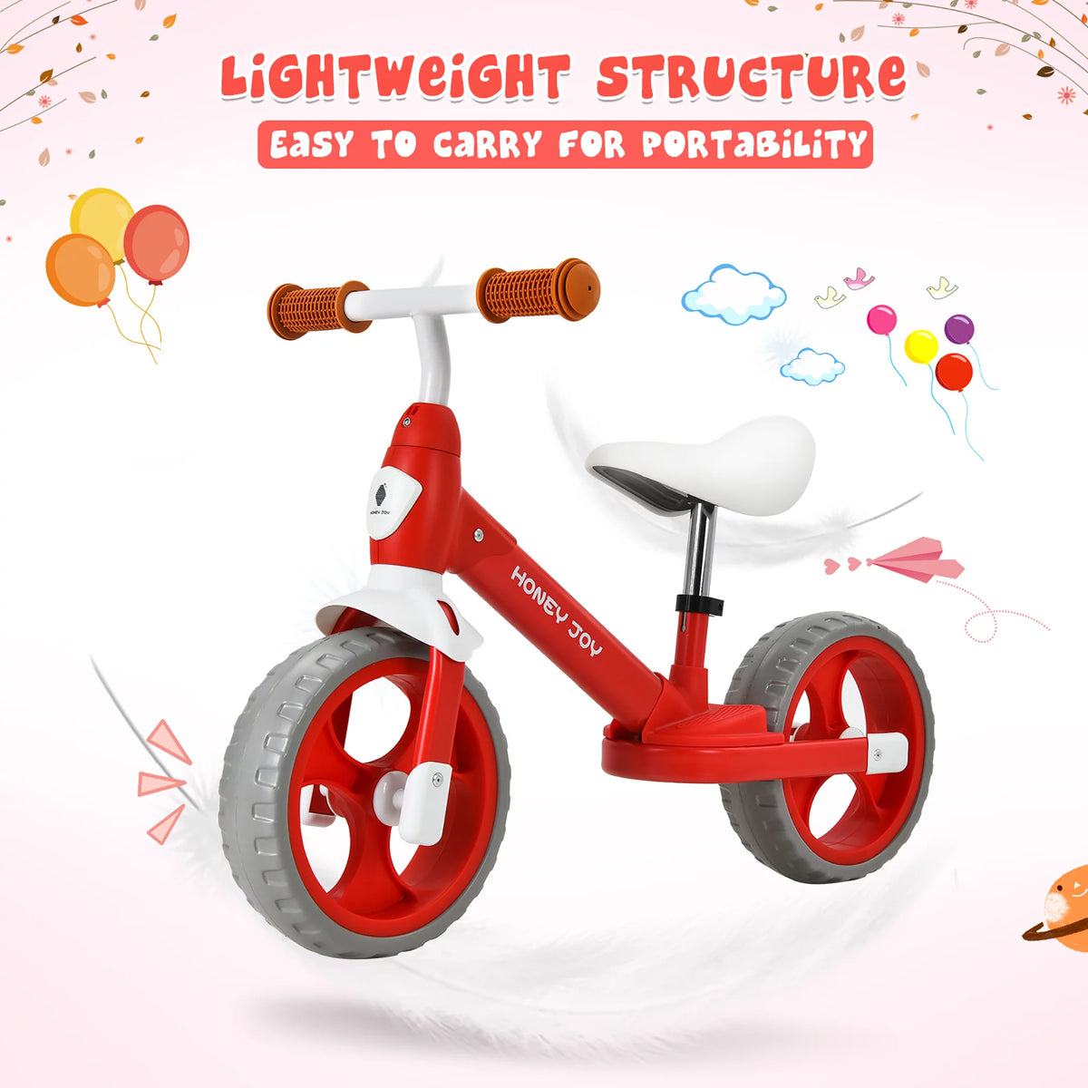 Kids Balance Bike Toddler Training Bicycle Red I6849
