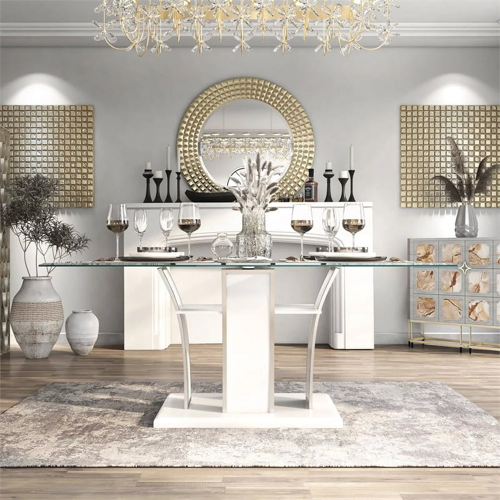 White Glass Top Dining Table I4171
