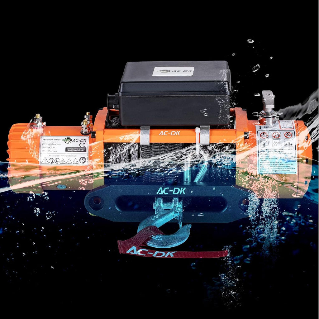 12000 lb Electric Winch with Synthetic Rope, 12V Wireless Remote Waterproof Winch F525