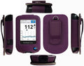 Fitted Leather Case with Screen Protector Belt Clip Carabiner Neck Lanyard Purple J551
